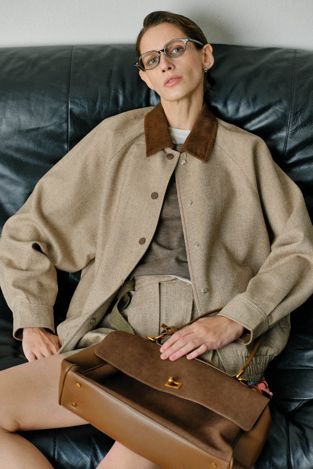 Marius Preppy-Style Houndstooth Merino Wool Jacket