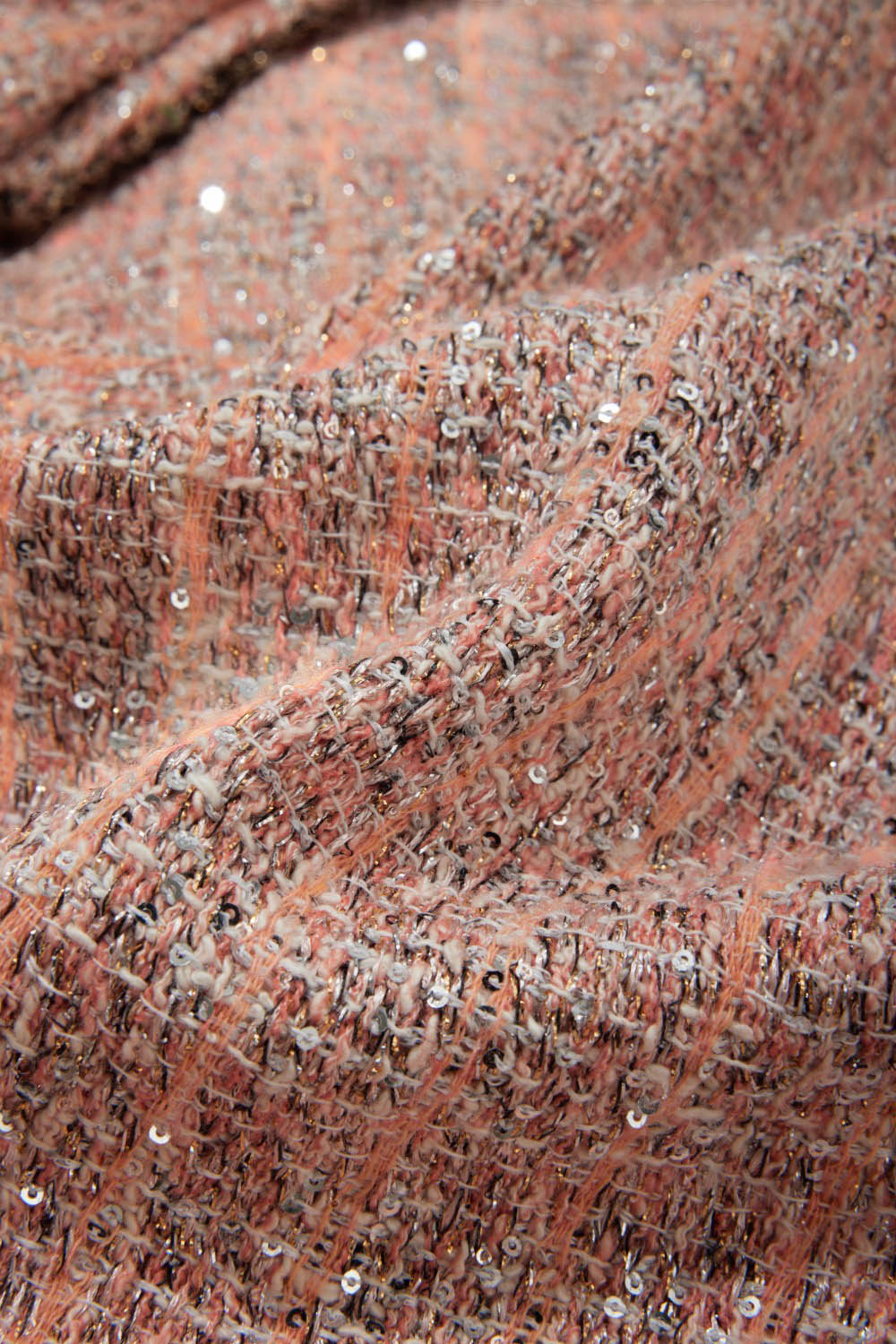 Fiammato Bouclé V-Neck Couture-Style Jacket