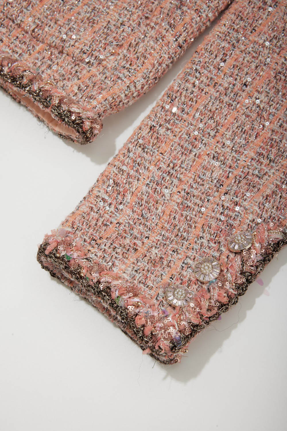 Fiammato Bouclé V-Neck Couture-Style Jacket