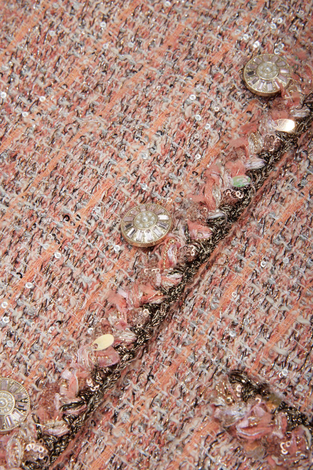 Fiammato Bouclé V-Neck Couture-Style Jacket