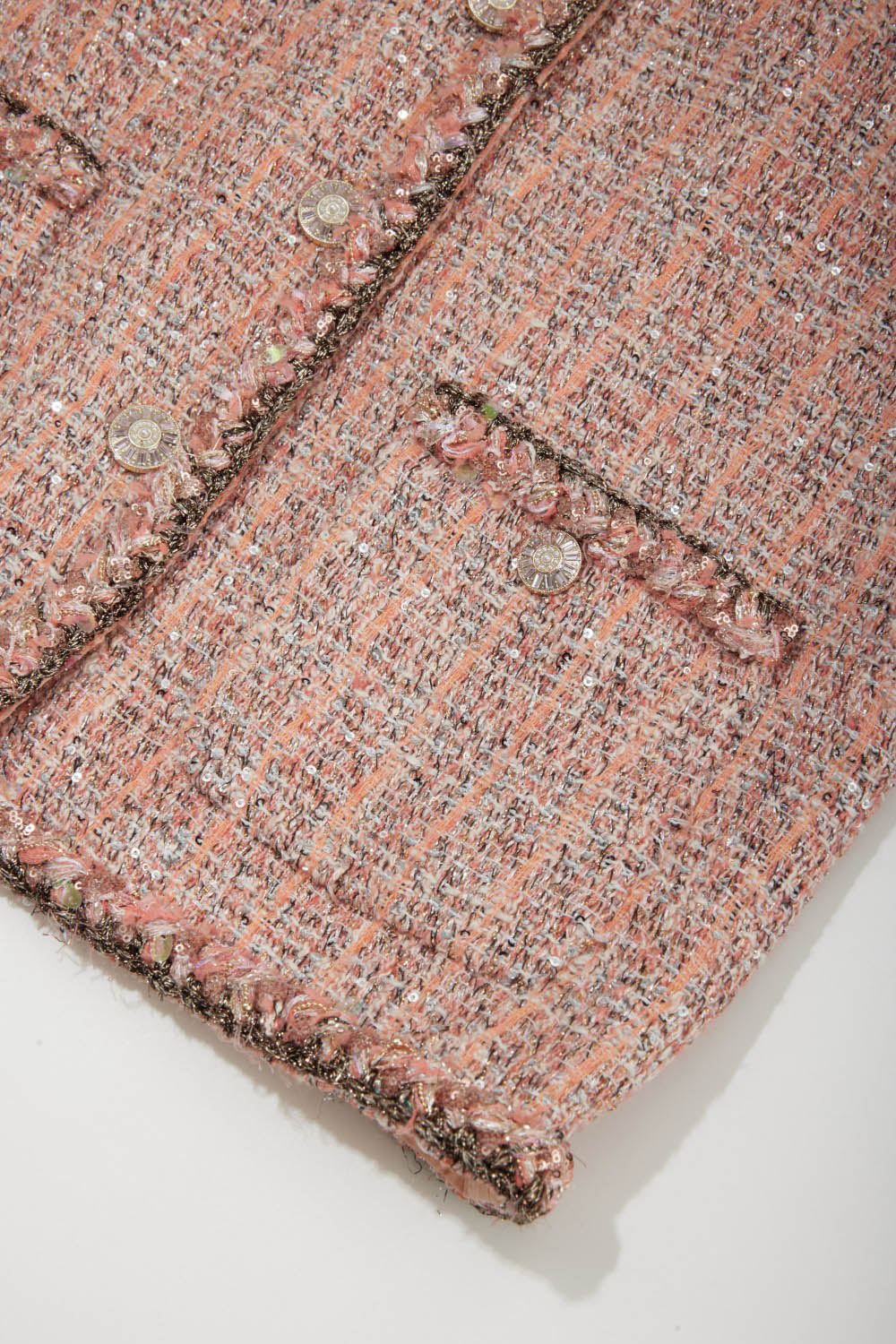 Fiammato Bouclé V-Neck Couture-Style Jacket