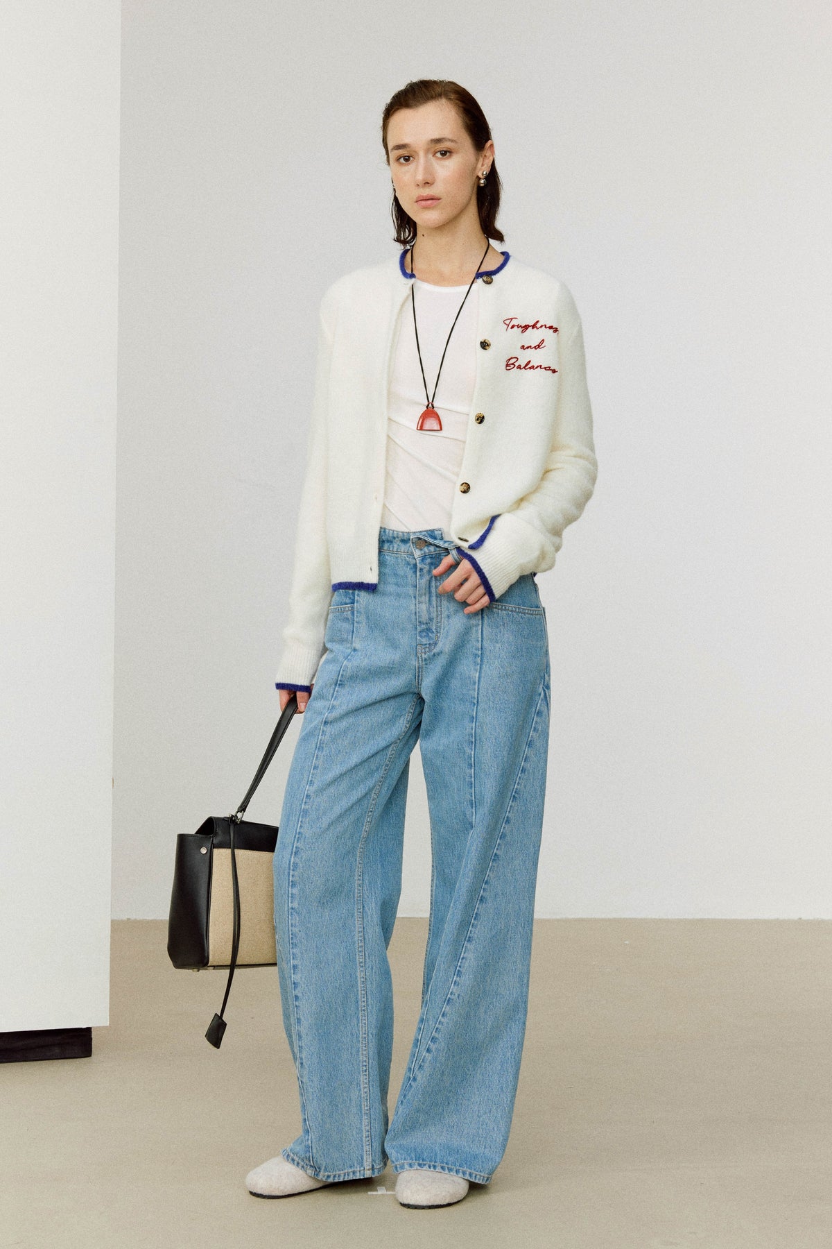 Wool-Alpaca Cardigan with Contrast Trim