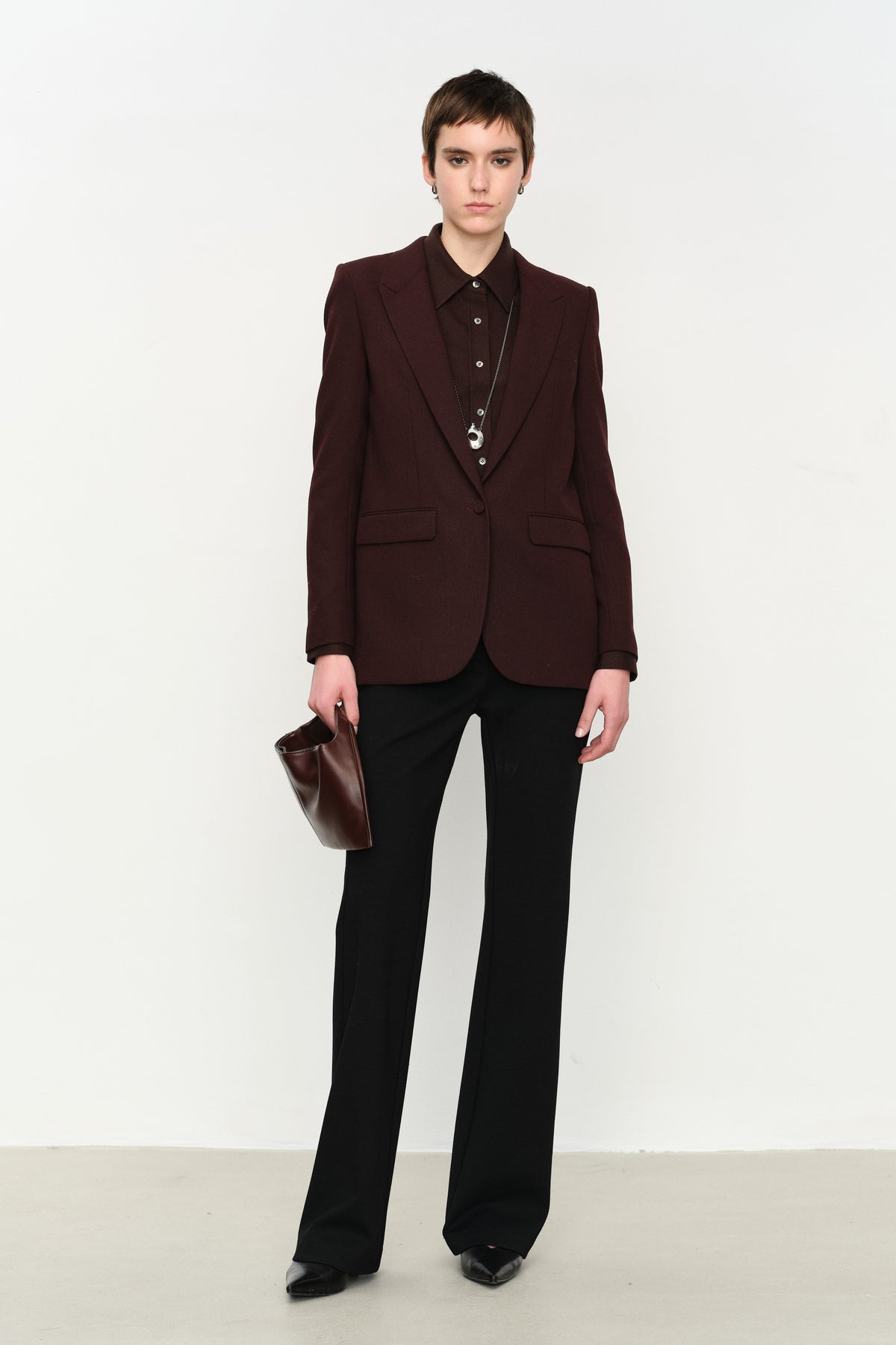 Textured Merino Wool Peak-Lapel Blazer