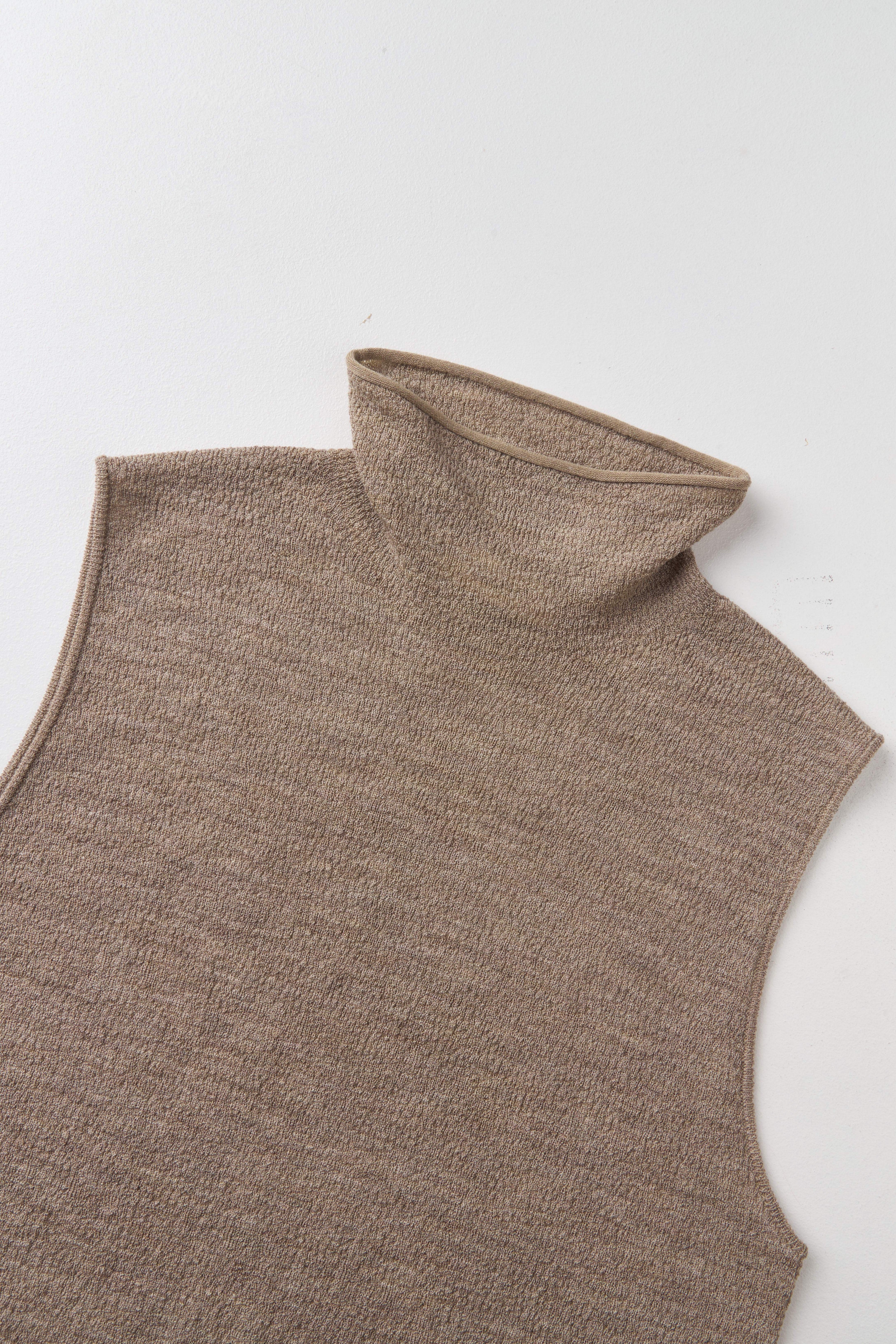 Lightweight Wool-Triacetate Sleeveless Turtleneck Knit Top