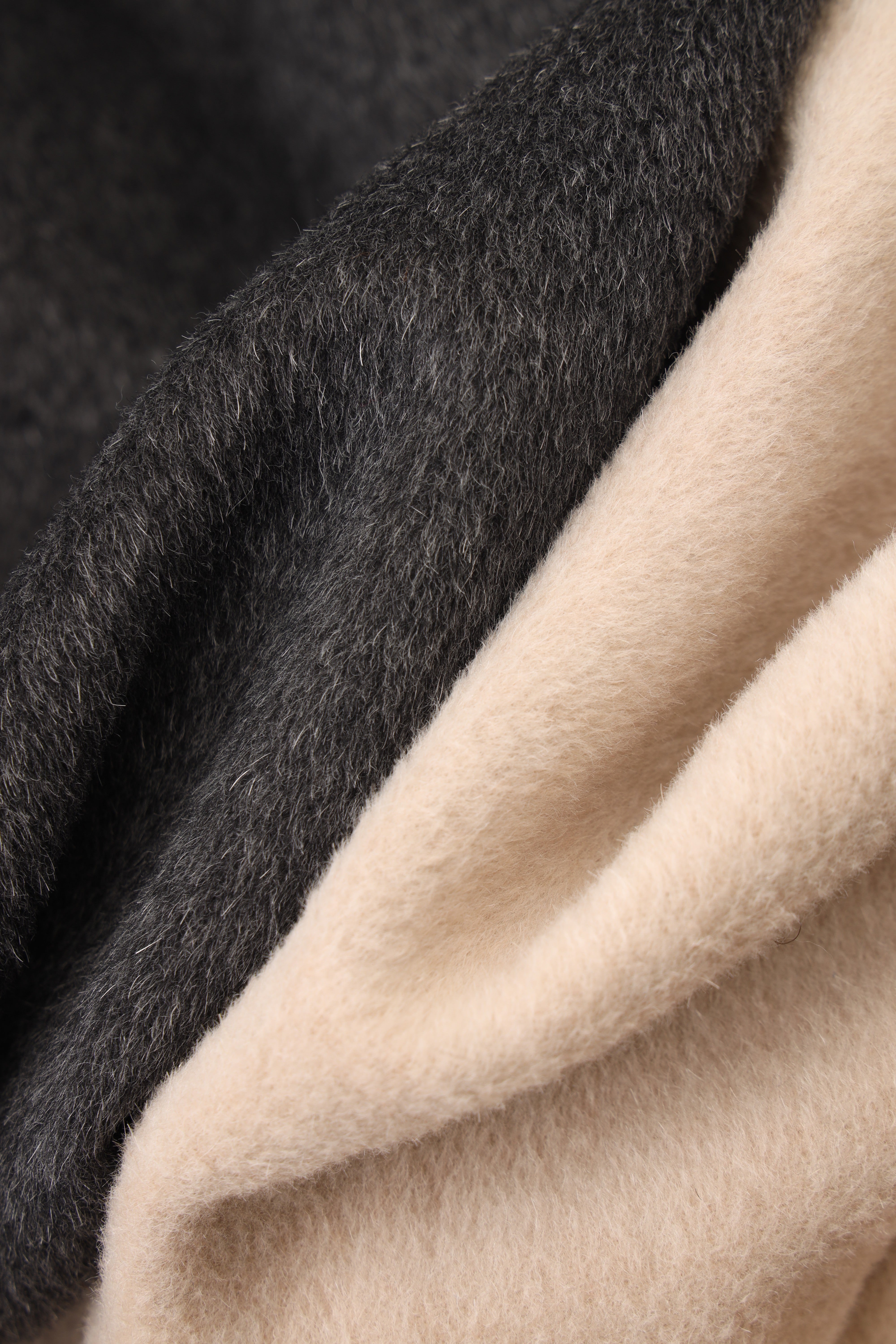 Cocoon-Shape Alpaca-Mohair Wool-Blend Coat