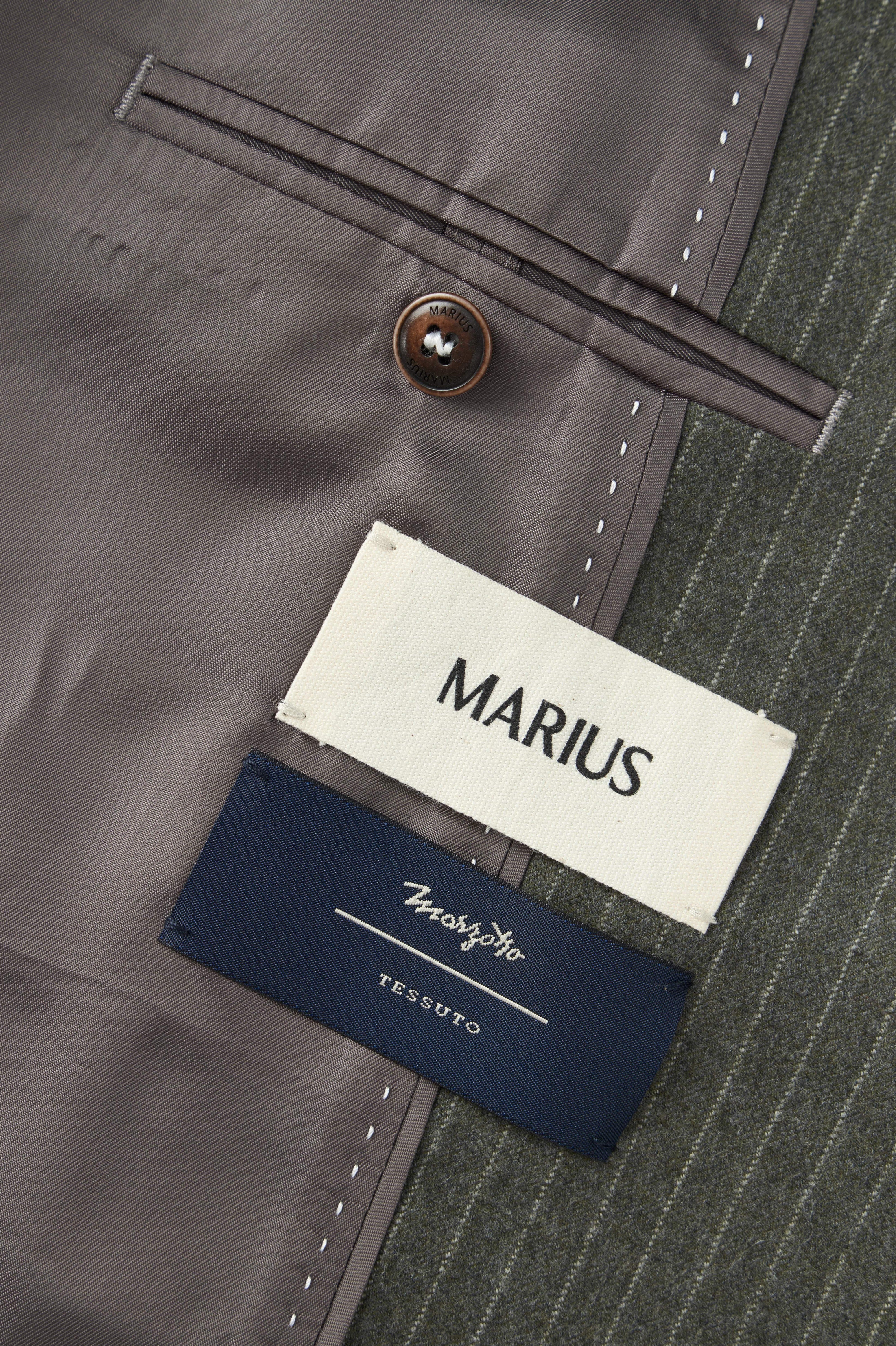 Marzotto Super 110s Merino Wool Collarless Pinstripe Blazer