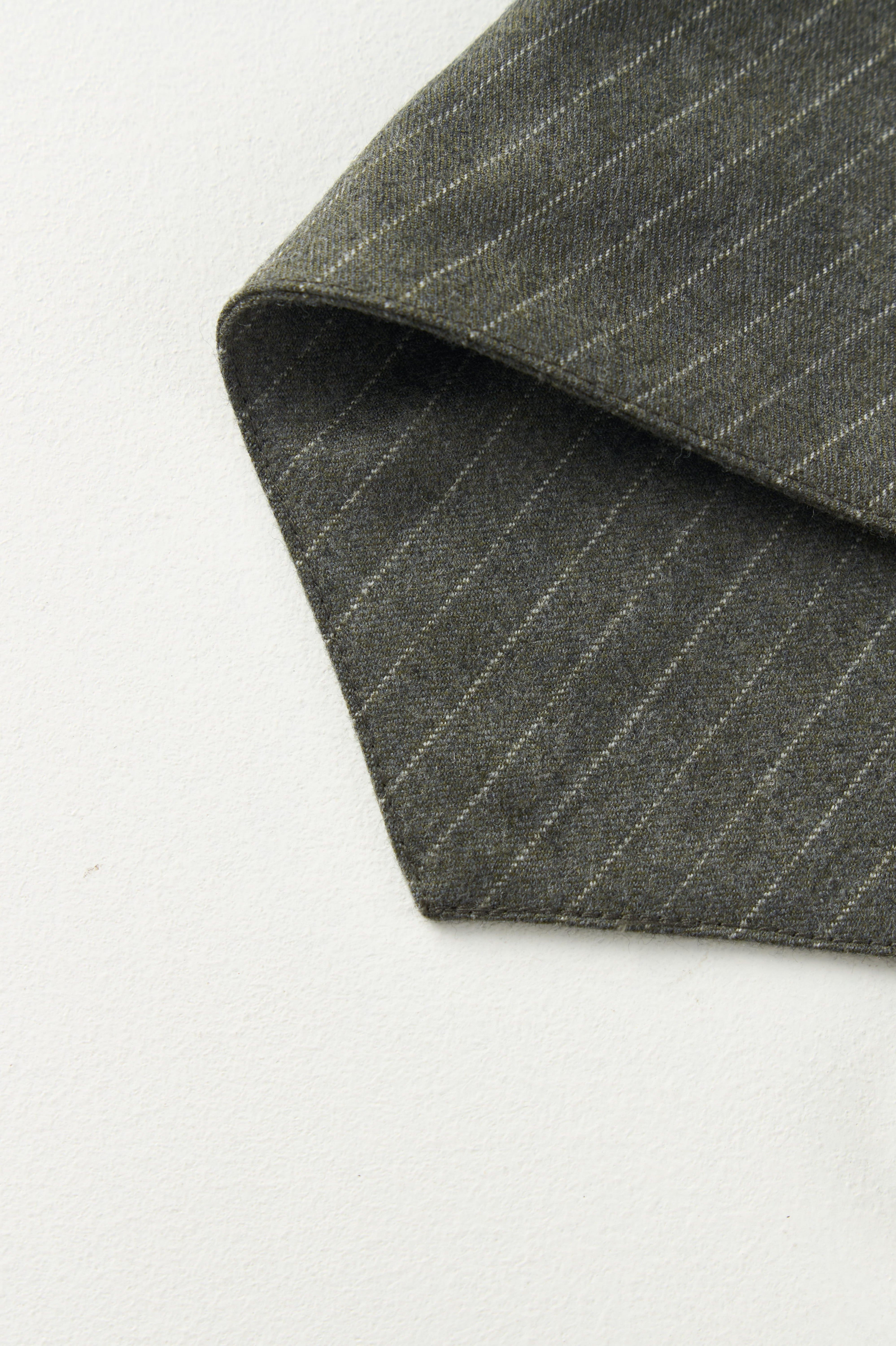 Marzotto Super 110s Merino Wool Collarless Pinstripe Blazer