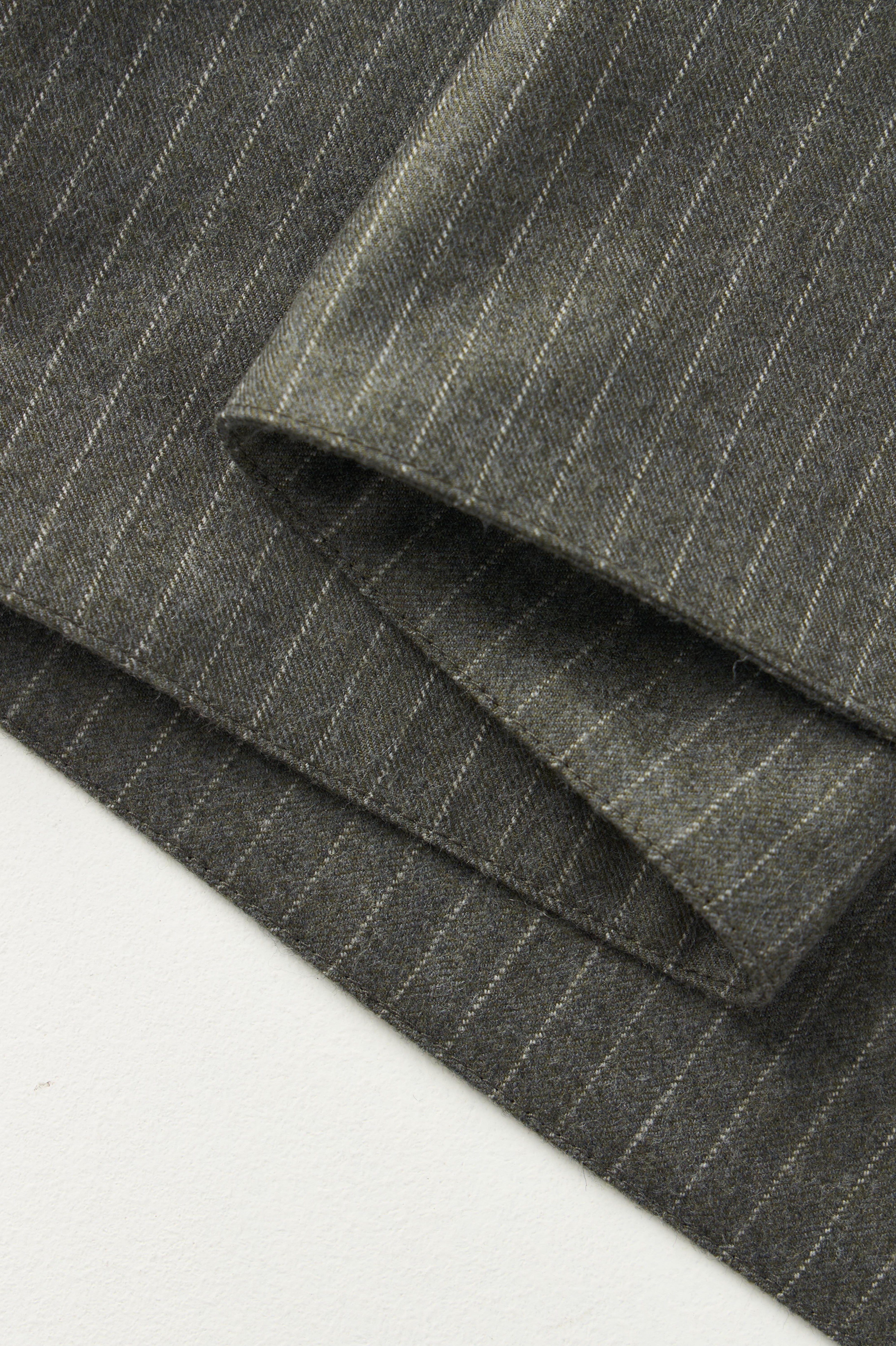Marzotto Super 110s Merino Wool Collarless Pinstripe Blazer