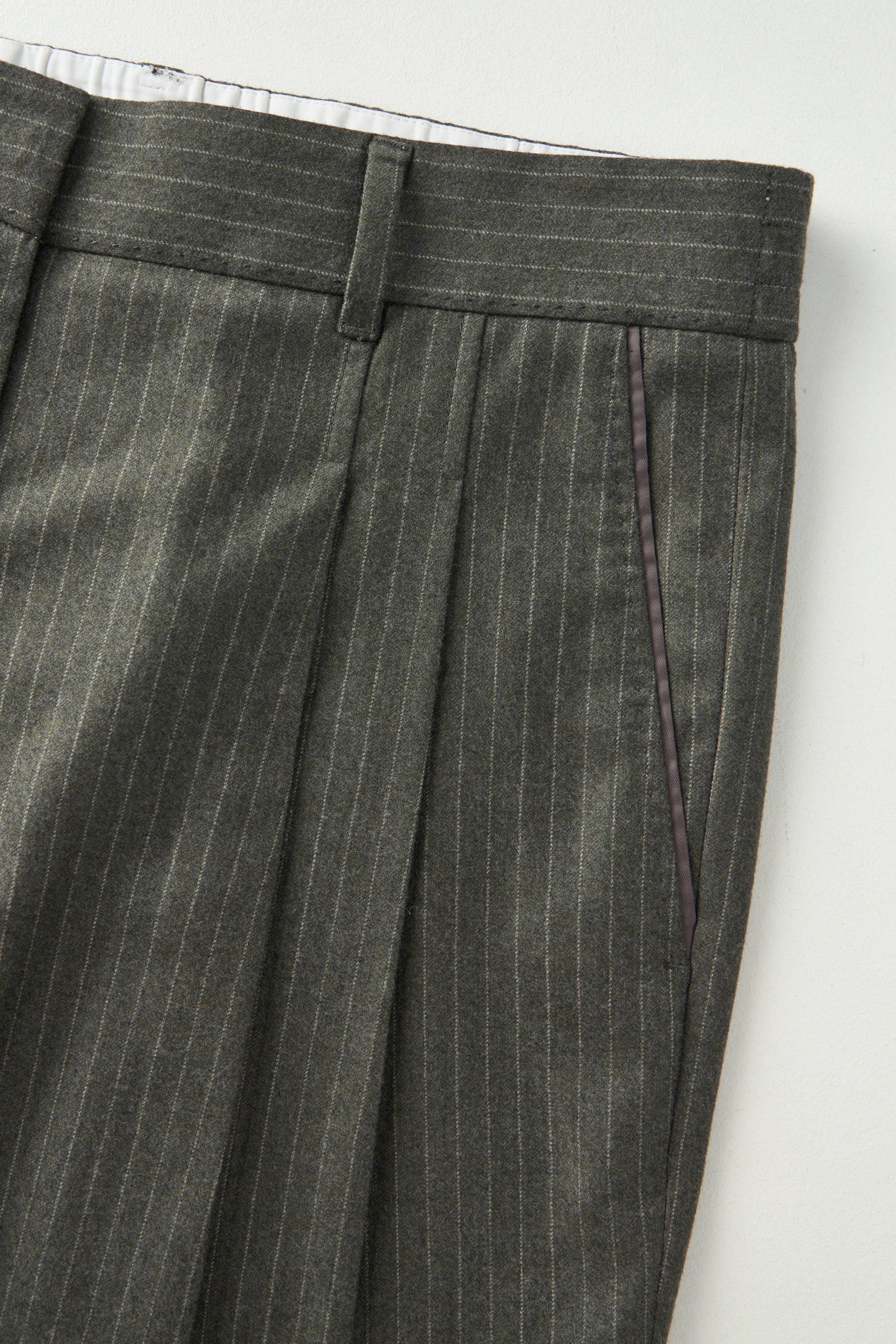 Classic Cropped Wool Cigarette Pleated Pants