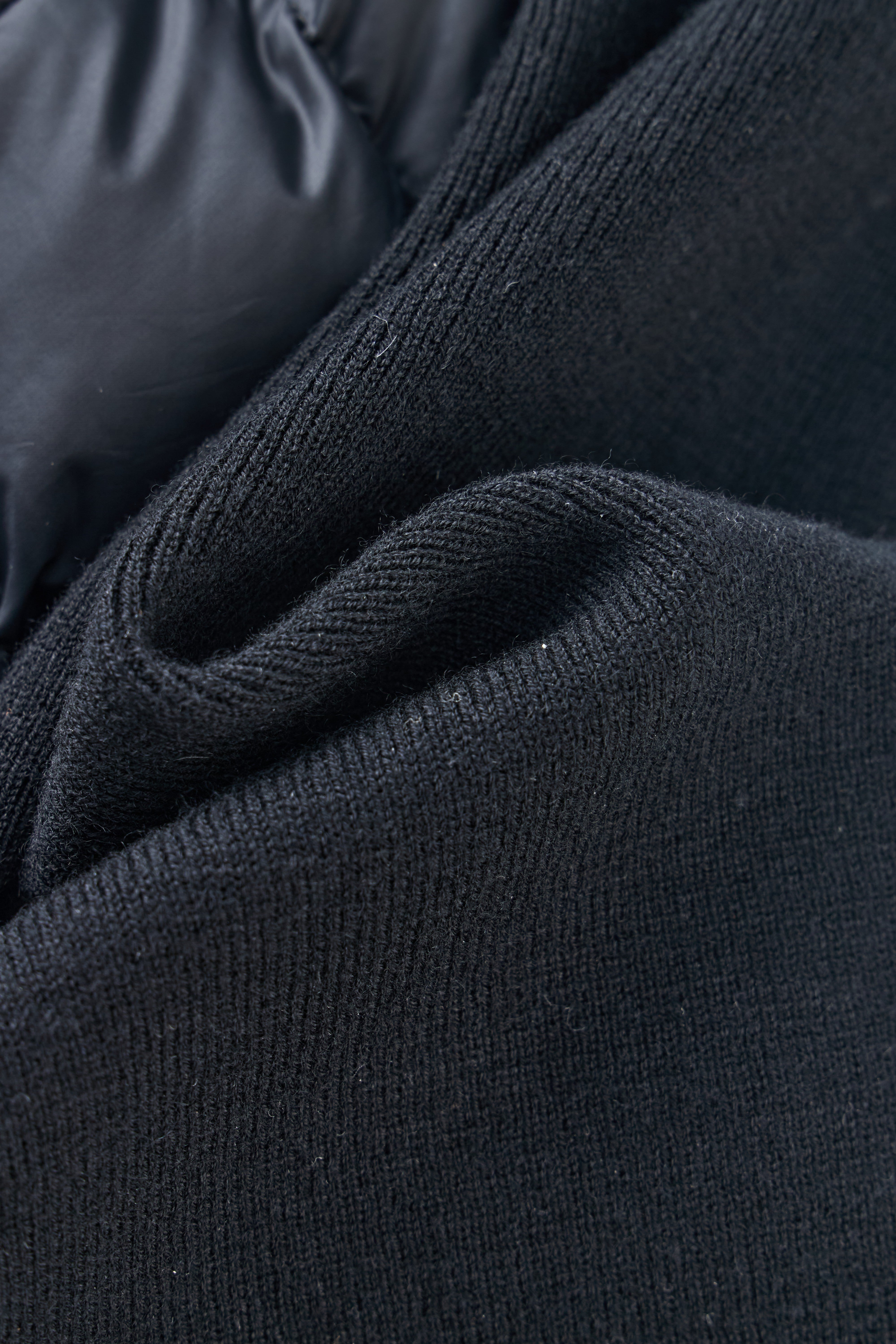 Lightweight Goose Down Knit-Panel Jacket