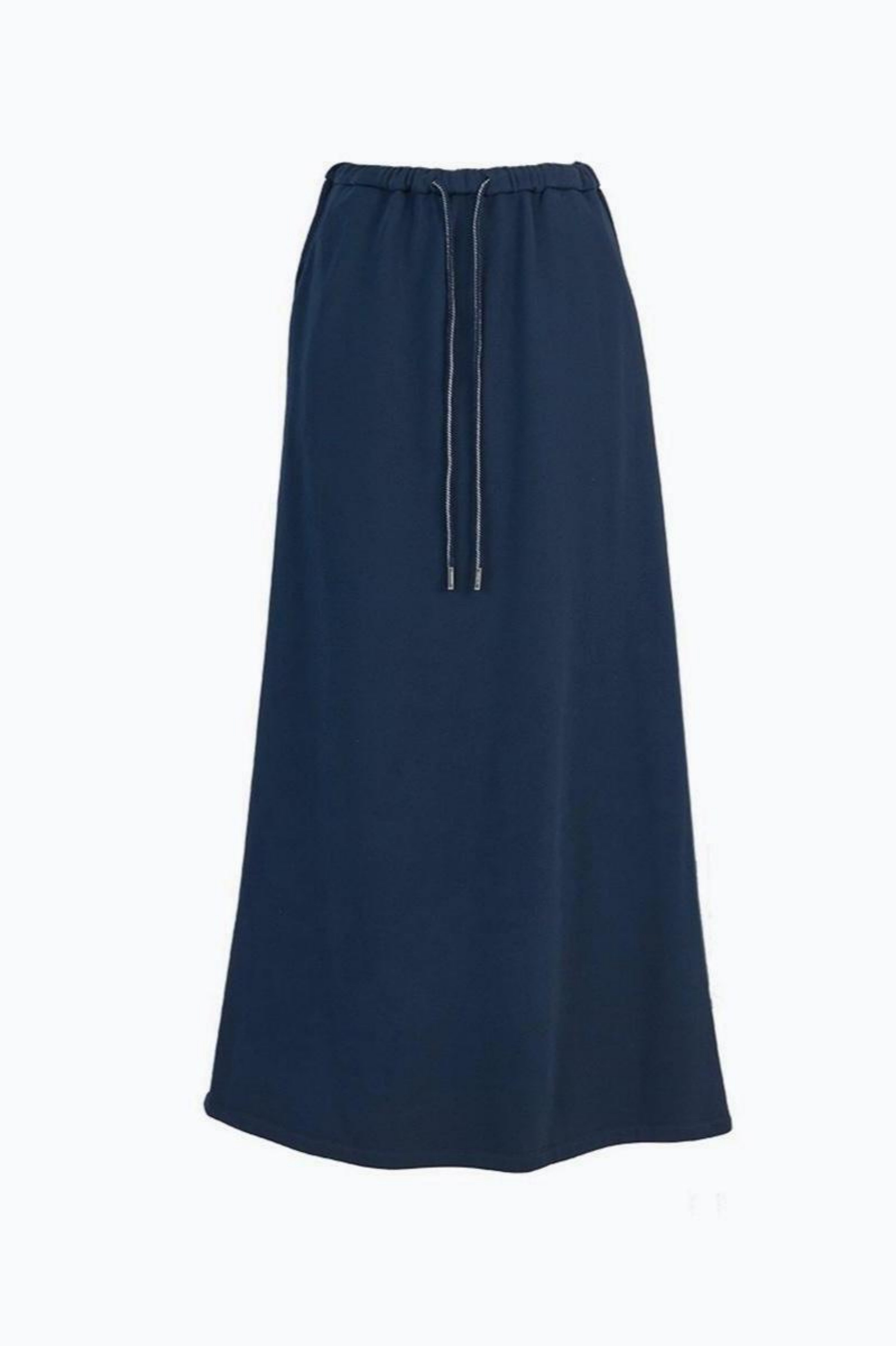 Cotton Knit A-Line Drawstring Long Skirt