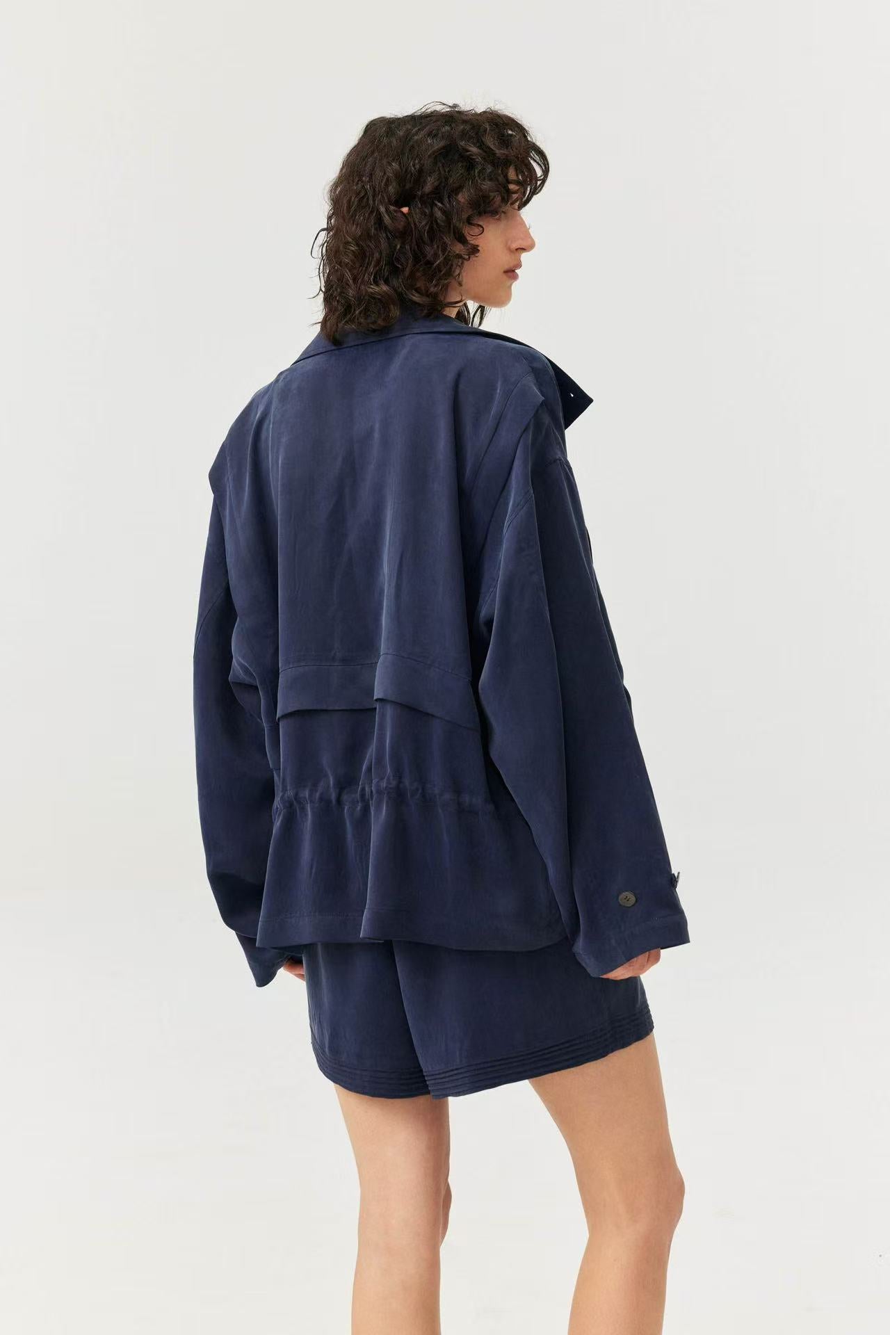 Japanese Cupro A-Line Fluid Drape Trench