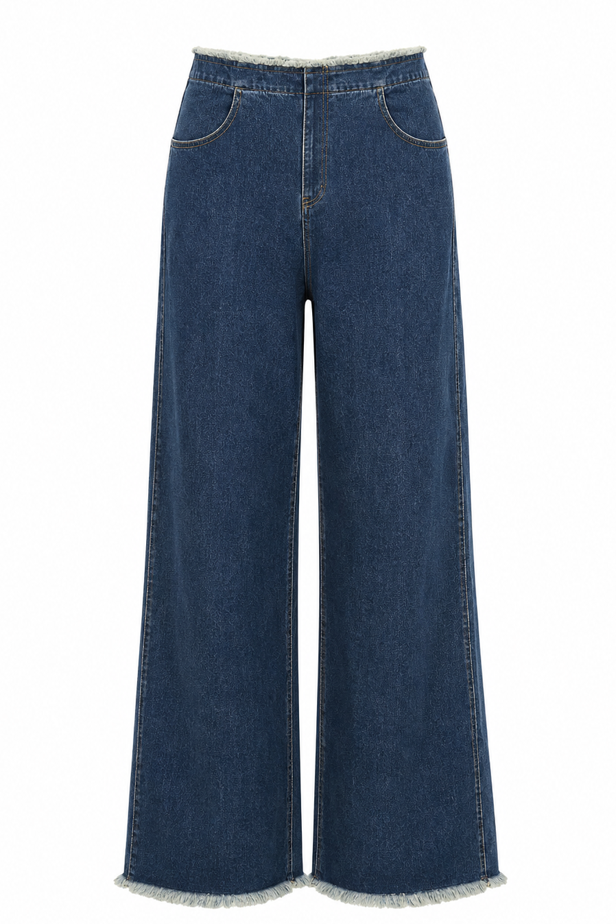 Tailored Straight-Leg Jeans with Frayed Hem