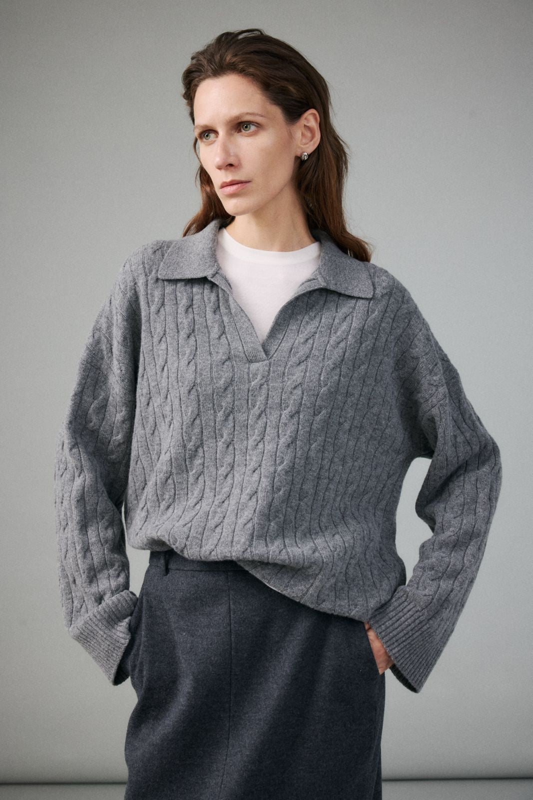 Marius Women's Cable-Knit Polo Sweater
