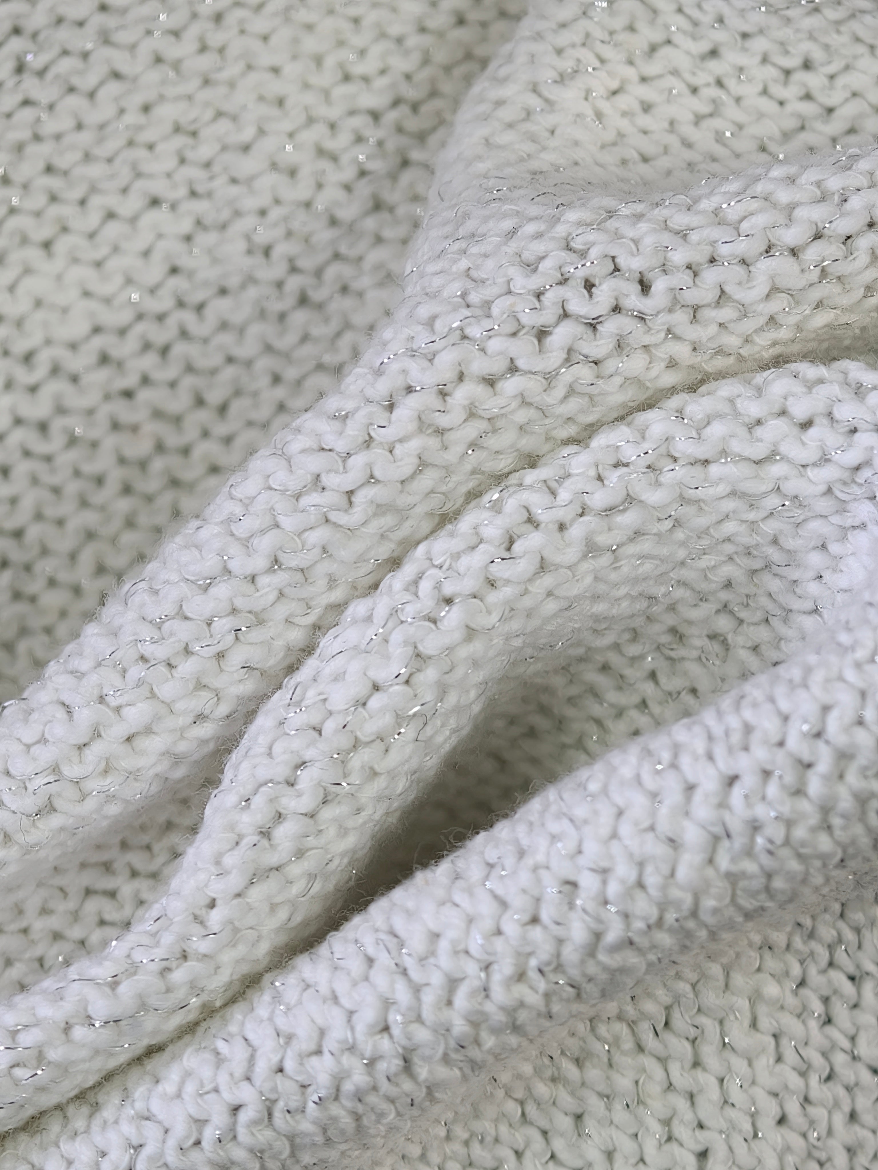 Cropped Bouclé-Style Cotton Knit Cardigan